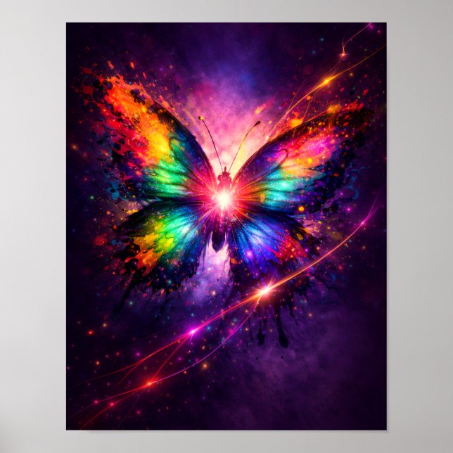 Vibrant Abstract Butterfly Wall Art (Front)