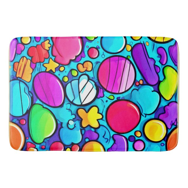 Vibrant Abstract Candyland Bath Mat (Front)