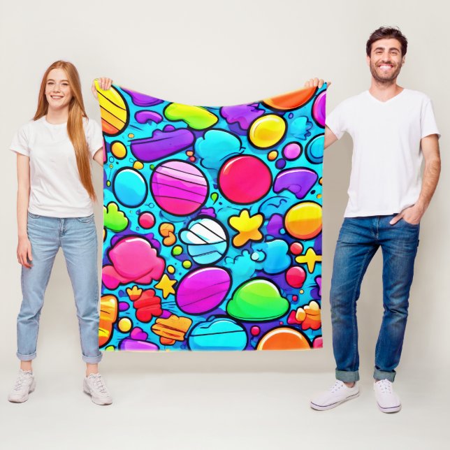 Vibrant Abstract Candyland Fleece Blanket (In Situ)
