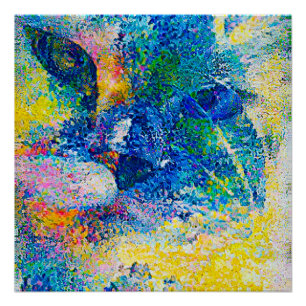 Vibrant Abstract Cat Art Print