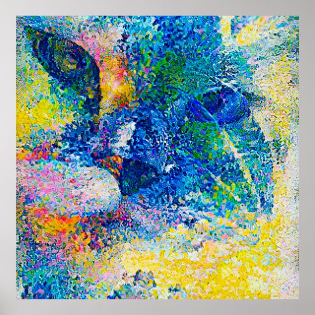 Vibrant Abstract Cat Art Print (Front)