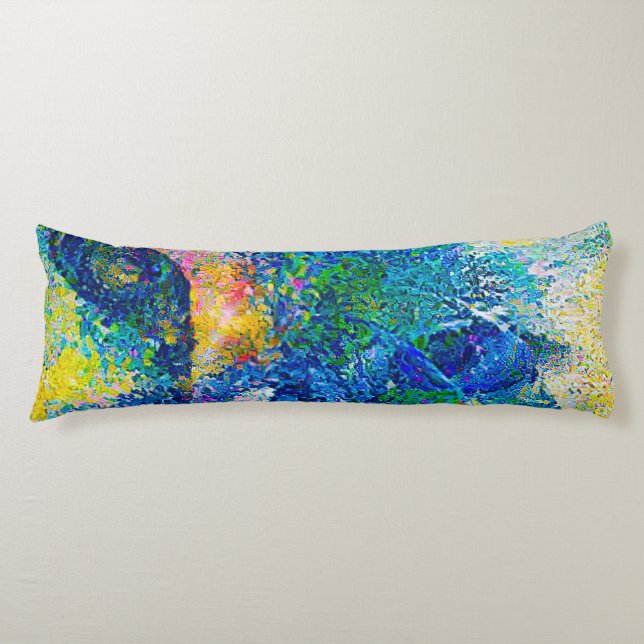 Vibrant Abstract Cat Art Print Body Cushion (Front)