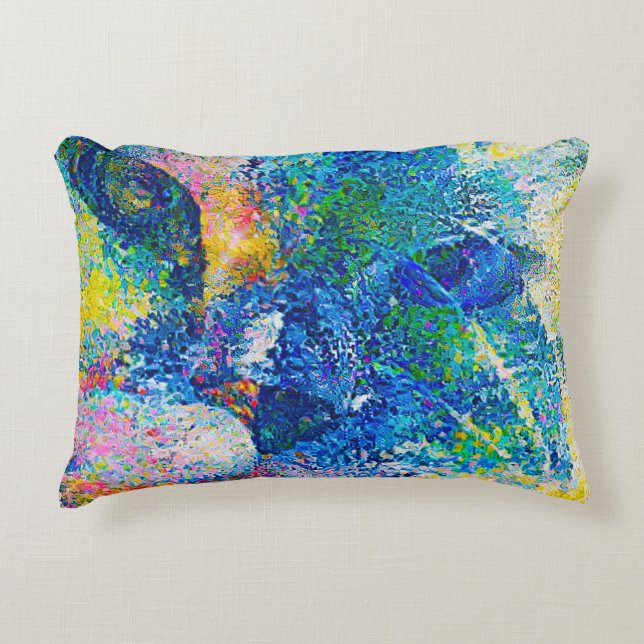 Vibrant Abstract Cat Art Print Decorative Cushion (Front)