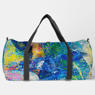 Vibrant Abstract Cat Art Print Duffle Bag