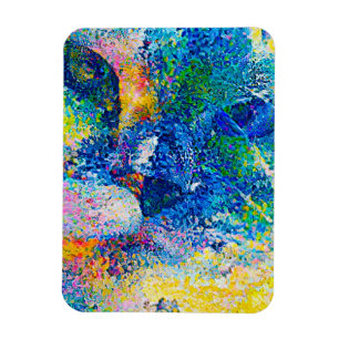 Vibrant Abstract Cat Art Print Magnet