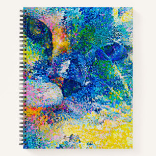 Vibrant Abstract Cat Art Print Notebook