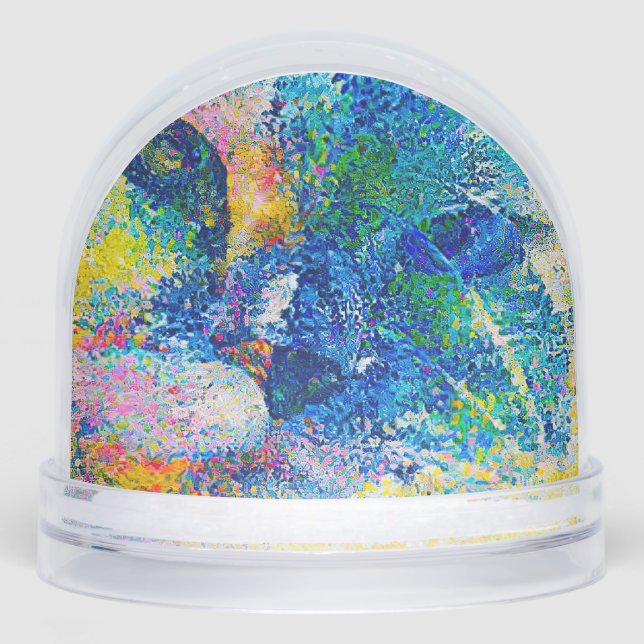 Vibrant Abstract Cat Art Print Snowglobe (Front)