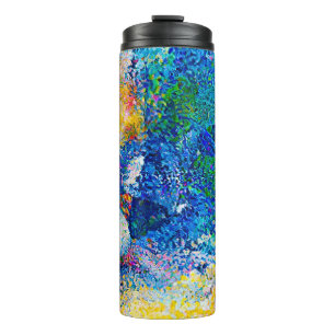 Vibrant Abstract Cat Art Print Thermal Tumbler