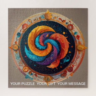 Vibrant Abstract Celestial Zodiac Sign Dreamscape Jigsaw Puzzle