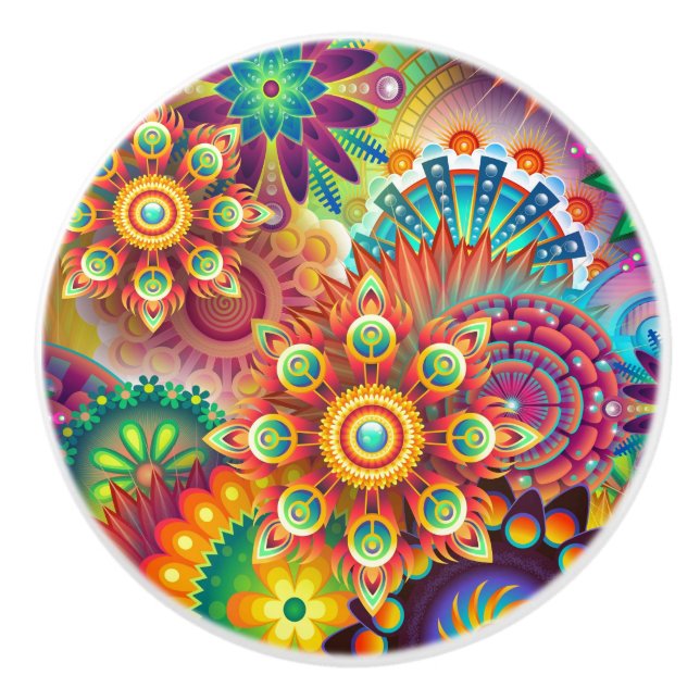 Vibrant Abstract Ceramic Knob (Front)