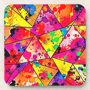 Vibrant Abstract Chaos Unveiled Design Coaster
