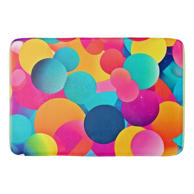 Vibrant Abstract Circles Bath Mat (Front)