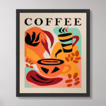 Vibrant Abstract Coffee Wall Art Print 