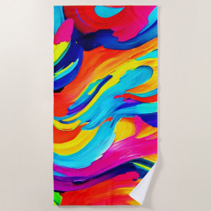 Vibrant Abstract Colour Flow Beach Towel