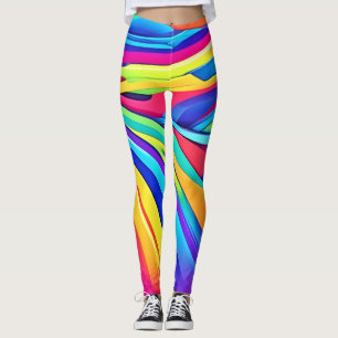 Vibrant Abstract Colour Wave Art Leggings