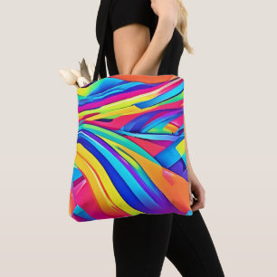 Vibrant Abstract Colour Wave Art Tote Bag