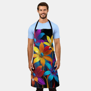 Vibrant Abstract Colourful Floral Art-32908 Apron