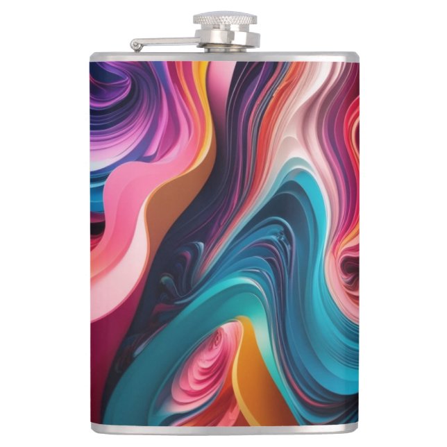 Vibrant Abstract Colours: Unleash Your Creativity Hip Flask (Front)