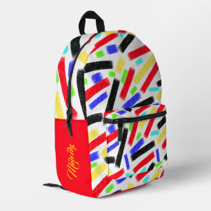 Vibrant Abstract Crayon Lines Bold Artistic Printed Backpack