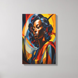 Vibrant Abstract Cubist Portrait Art Canvas Print
