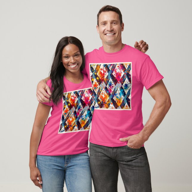 Vibrant Abstract Diamond Patterns T-Shirt (Unisex)