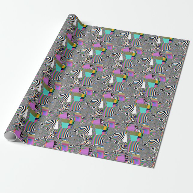 Vibrant abstract digital effects, colourful patter wrapping paper (Unrolled)