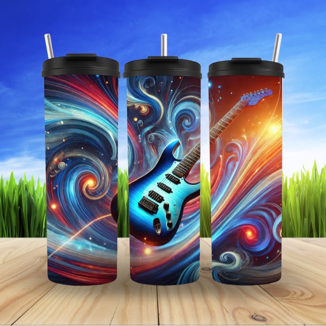Vibrant Abstract Electric Guitar Symphony Thermal Tumbler (Creator Uploaded)
