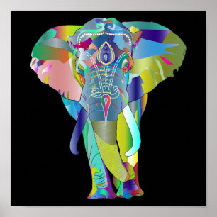 Vibrant abstract elephant painting Poster