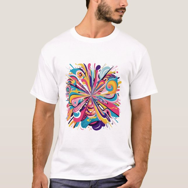 Vibrant Abstract Explosion T-Shirt – Colourful Art (Front)