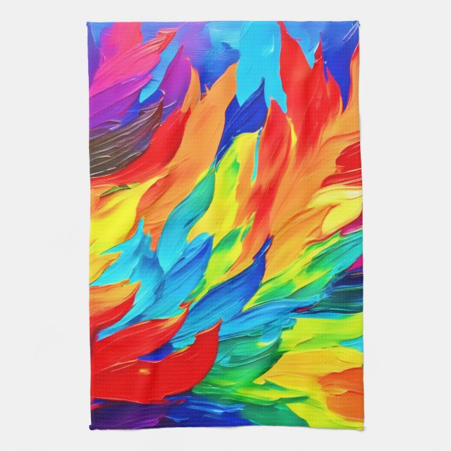 Vibrant Abstract Expressionism Painting  Tea Towel (Vertical)