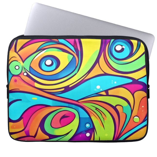 Vibrant Abstract Eyes Design Laptop Sleeve (Front)