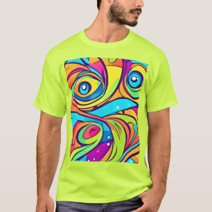 Vibrant Abstract Eyes Design T-Shirt