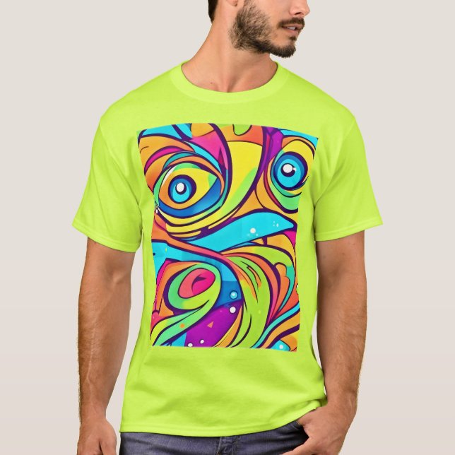 Vibrant Abstract Eyes Design T-Shirt (Front)