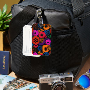Vibrant Abstract Floral and Geometric Pattern Luggage Tag