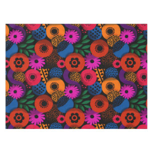 Vibrant Abstract Floral and Geometric Pattern Tablecloth