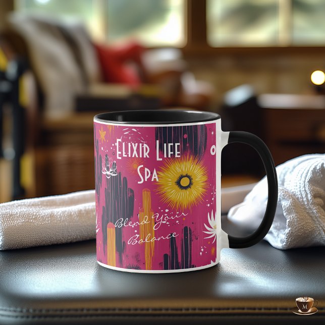 Vibrant abstract floral art with bold warm colours mug (Creator Uploaded)