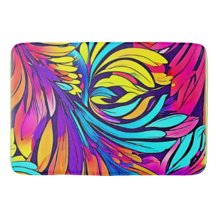 Vibrant Abstract Floral Bath Mat