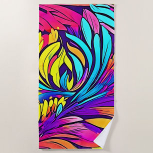 Vibrant Abstract Floral Beach Towel
