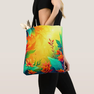 Vibrant Abstract Floral Beauty Tote Bag