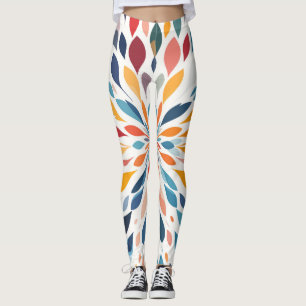 Vibrant Abstract Floral Burst Pattern  Leggings