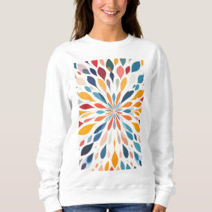 Vibrant Abstract Floral Burst Pattern Sweatshirt
