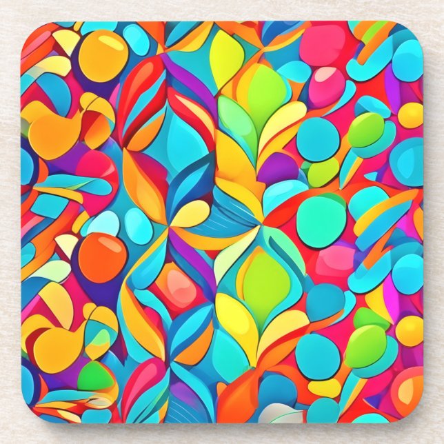 Vibrant Abstract Floral Explosion Coaster (Front)