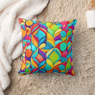 Vibrant Abstract Floral Explosion Cushion