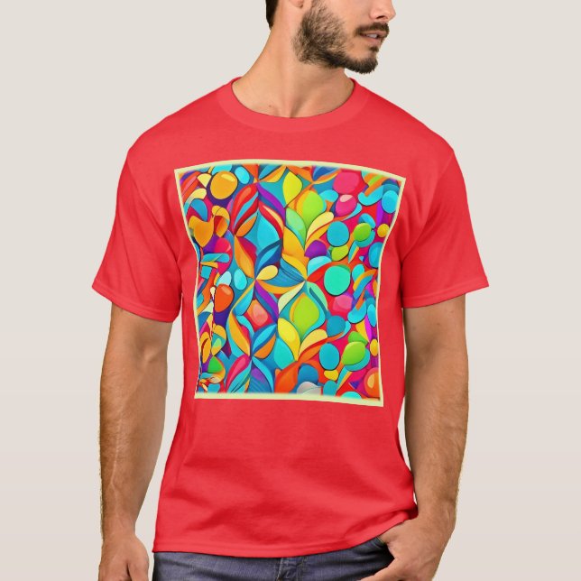 Vibrant Abstract Floral Explosion T-Shirt (Front)