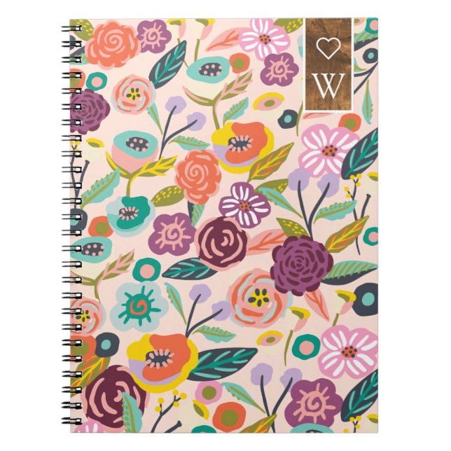 Vibrant Abstract Floral & Foliage Botanical Garden Notebook (Front)