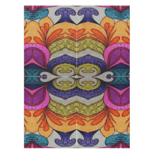Vibrant Abstract Floral Fusion Pattern Tablecloth