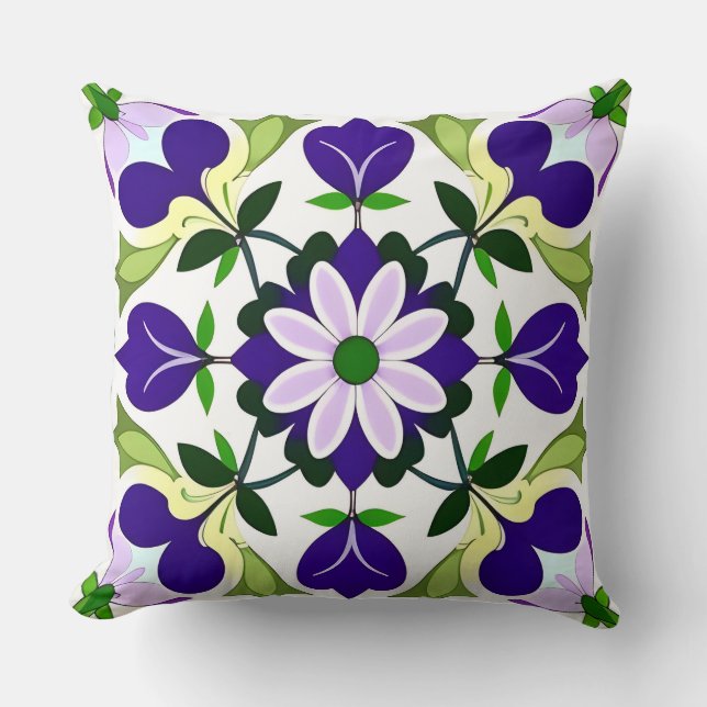 Vibrant Abstract Floral Pattern  Cushion (Front)
