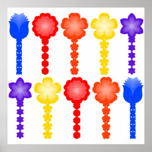 Vibrant Abstract Flower Pattern Square Poster
