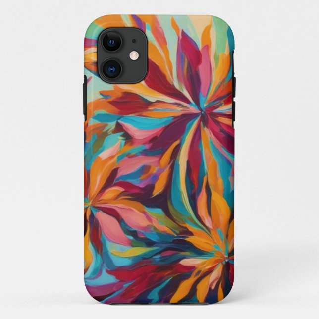 Vibrant Abstract Flowers Phone Case (Back)