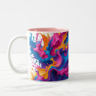 Vibrant Abstract Fluid Art – Colour Splash Design Two-Tone Coffee Mug